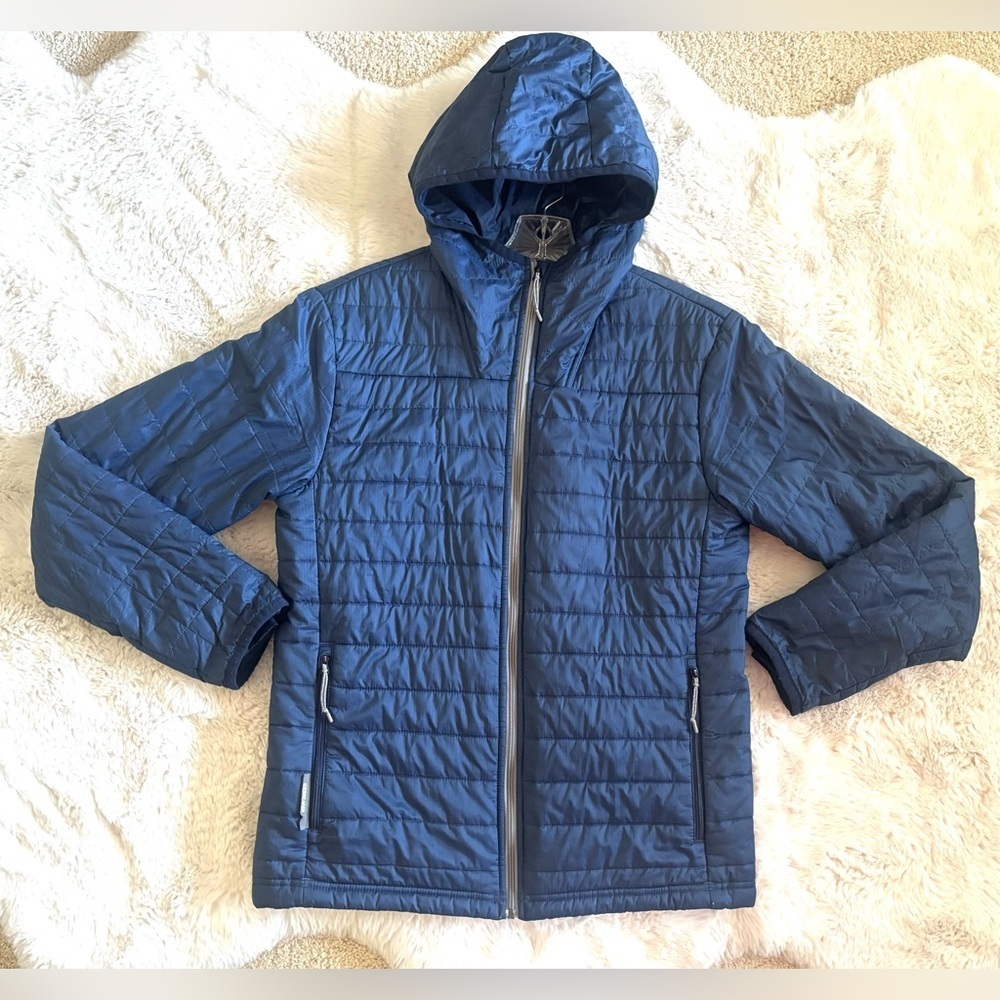 ICEBREAKER Stratus Hooded Lightweight Down MerinoLOFT Blue Jacket Size: Small